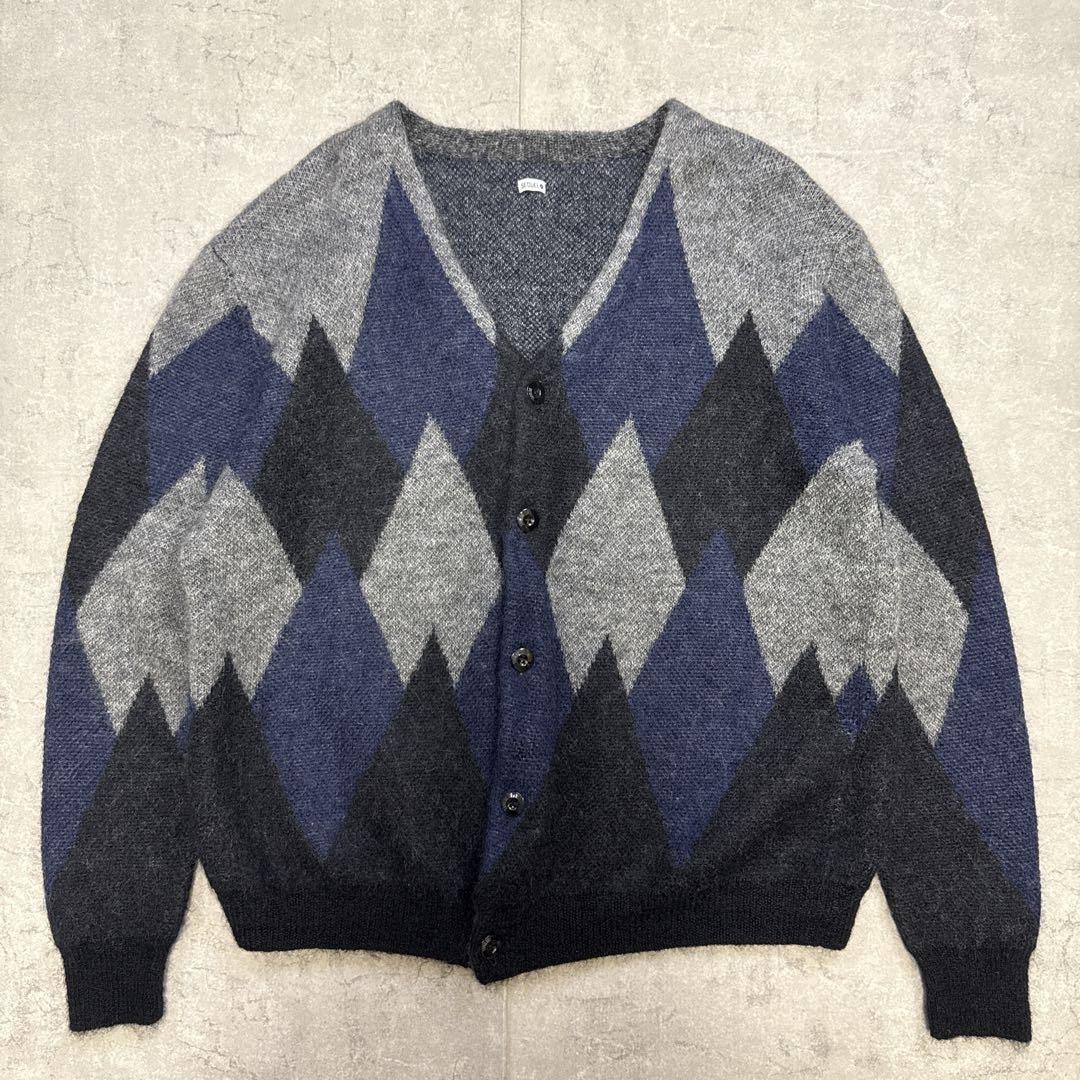 美品 SEQUEL シークエル モヘアカーディガン L アーガイル 藤原ヒロシ