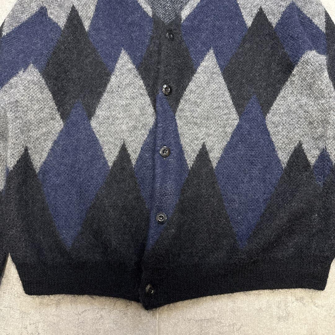 美品 SEQUEL シークエル モヘアカーディガン L アーガイル 藤原ヒロシ