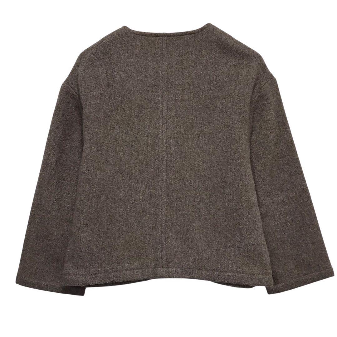 DANTON ダントン　ウールカラーレスジャケット　ワッペンロゴ　ベージュ　36