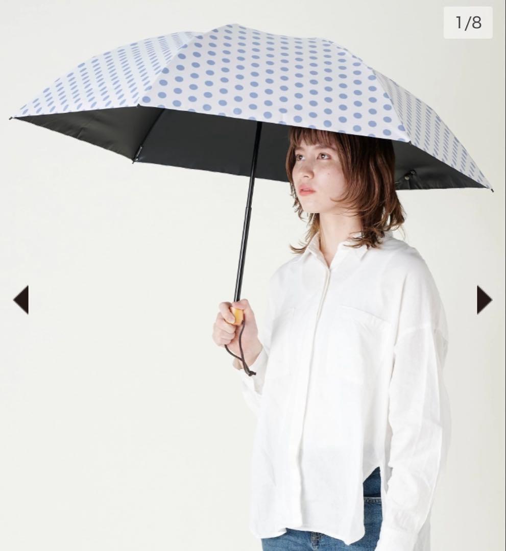 sun barrier100 3段折折りたたみ日傘 水玉模様 ホワイト
