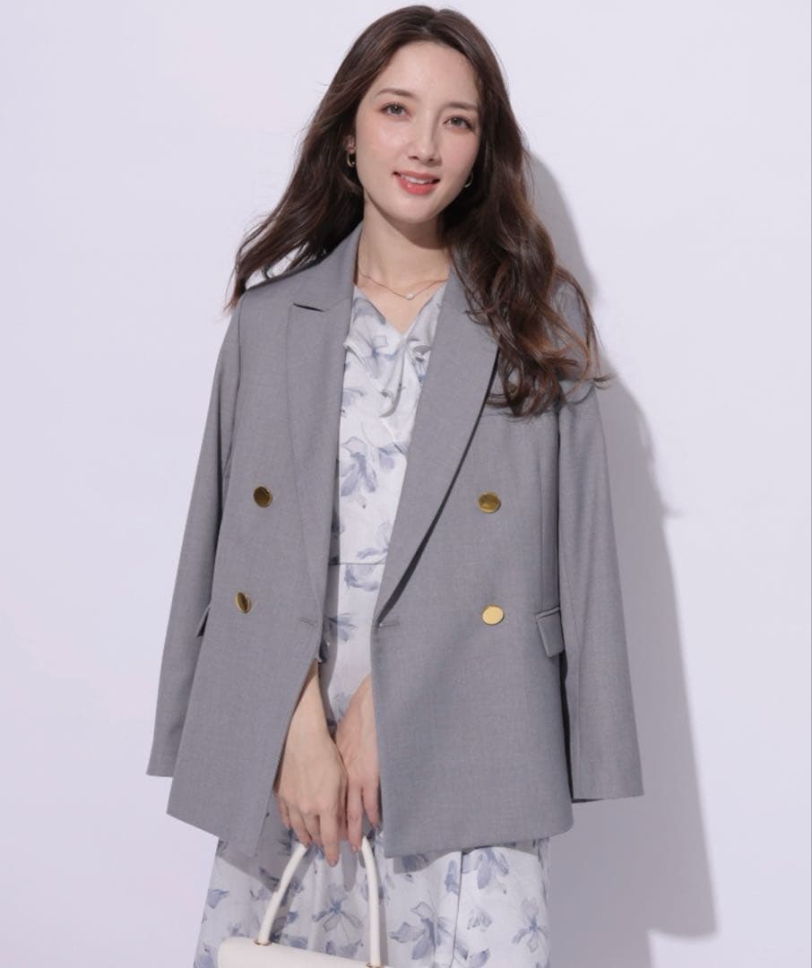 アプワイザーリッシェ ダブル釦テーラージャケット グレー S