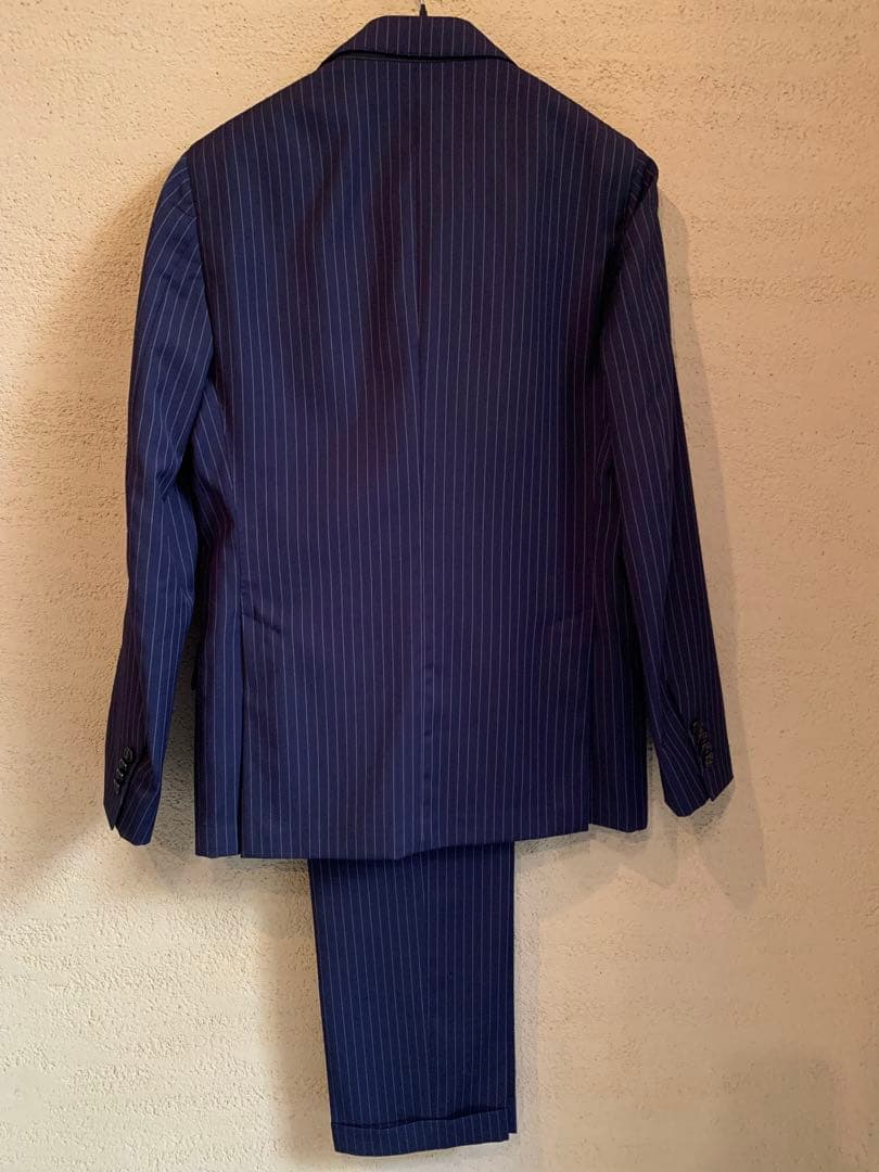 美品LARDINIラルディーニネイビー ストライプ セットアップスーツ44S〜M