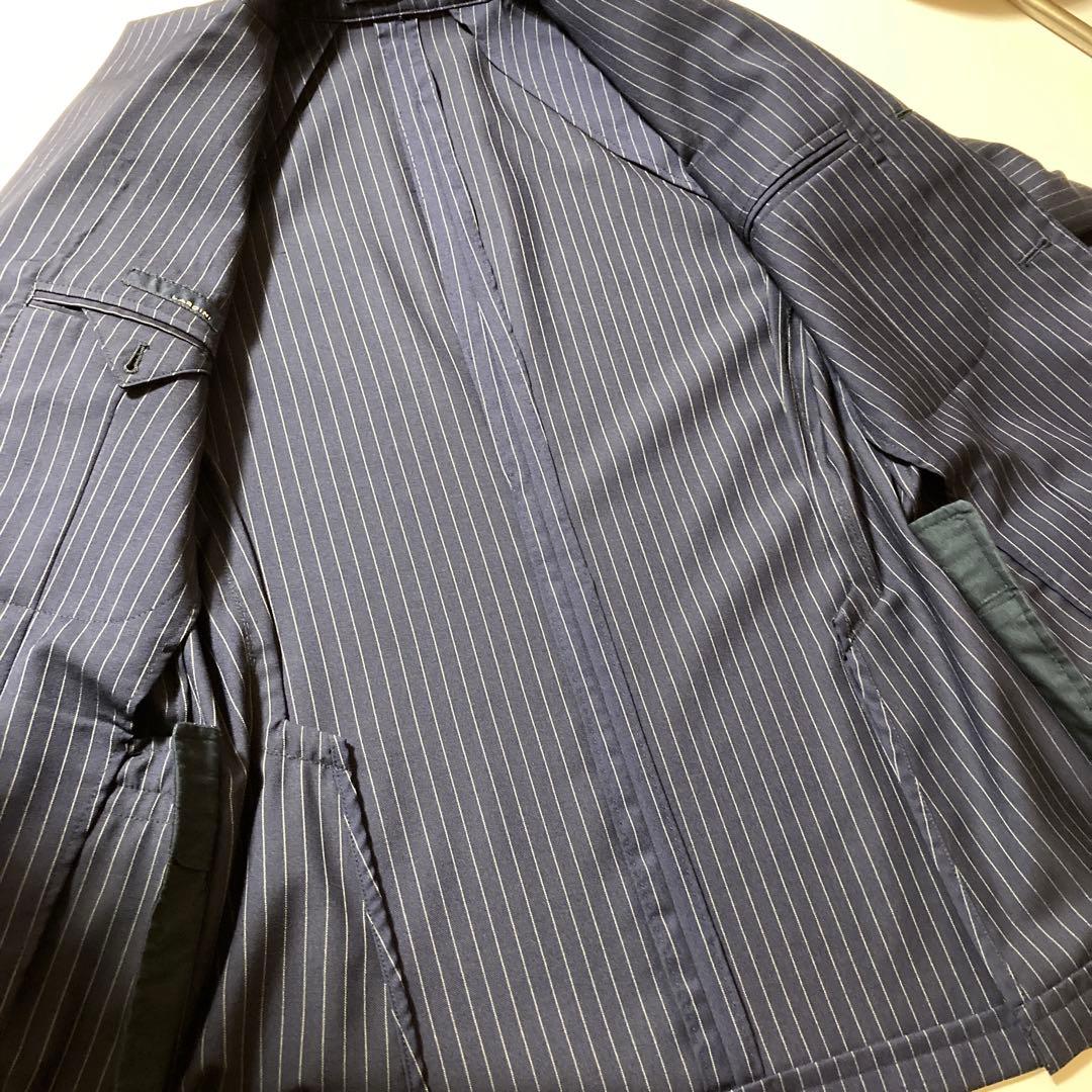 美品LARDINIラルディーニネイビー ストライプ セットアップスーツ44S〜M