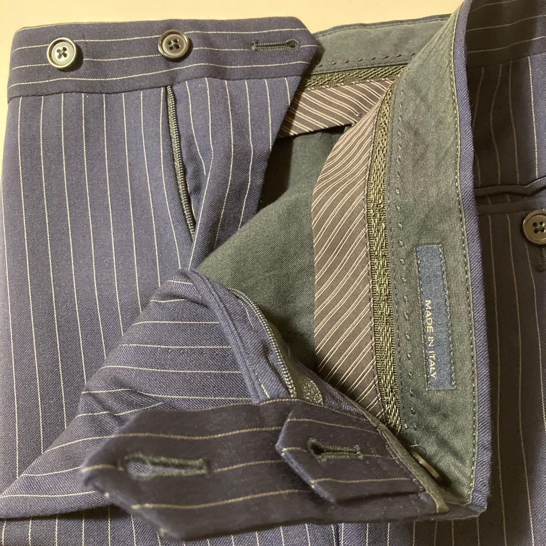 美品LARDINIラルディーニネイビー ストライプ セットアップスーツ44S〜M