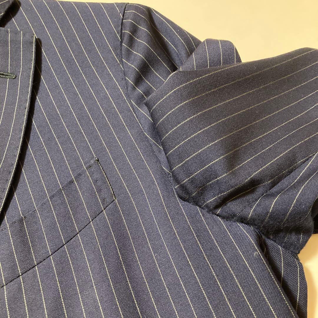 美品LARDINIラルディーニネイビー ストライプ セットアップスーツ44S〜M