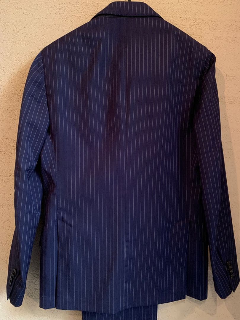 美品LARDINIラルディーニネイビー ストライプ セットアップスーツ44S〜M
