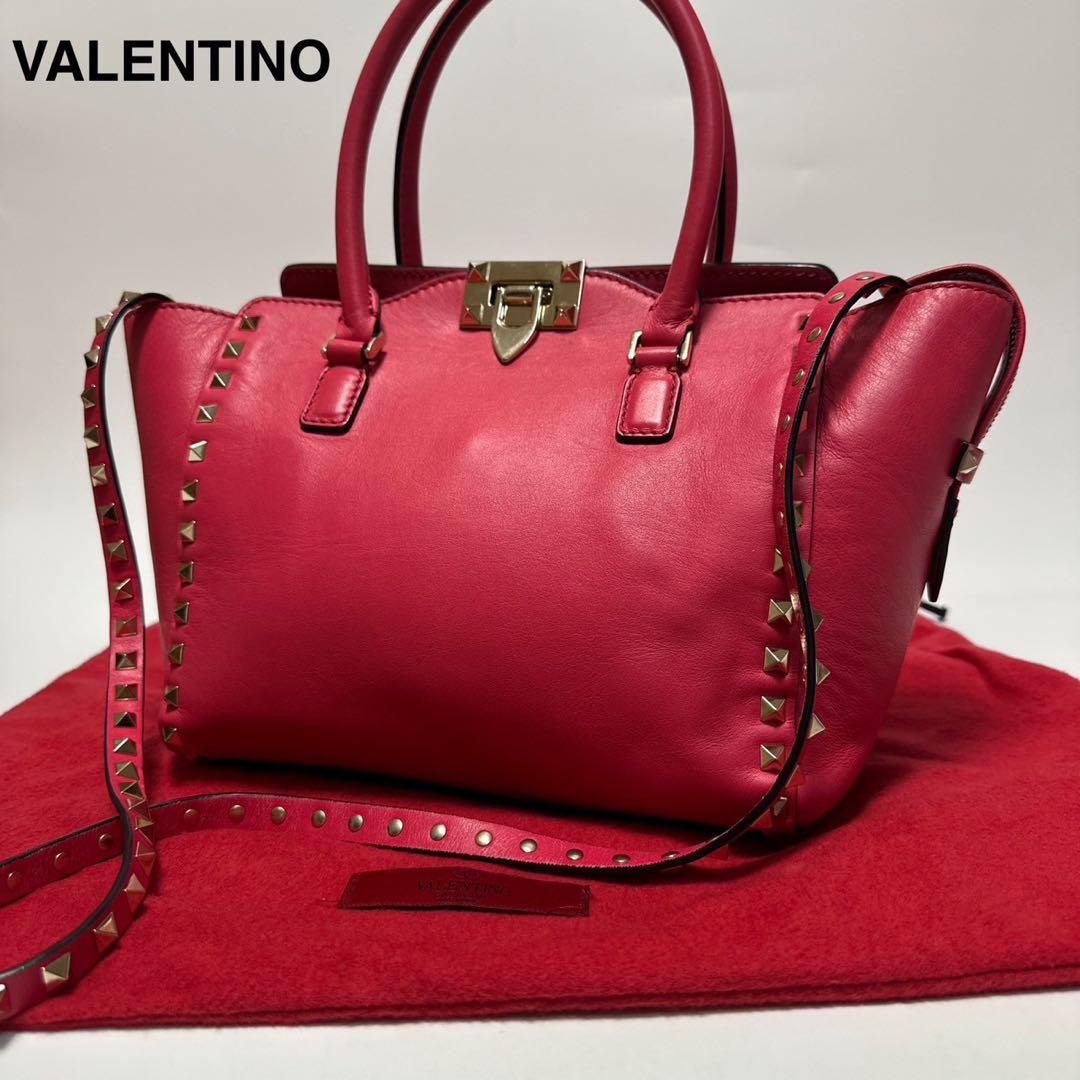 s73【極美品】保存袋付　ヴァレンティノ　ロックスタッズレザー2wayショルダー