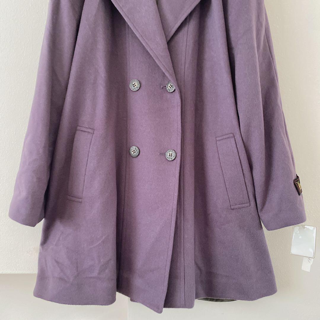 【新品未使用】カシミヤ100% Ripples パープル ロングコート 大きめ