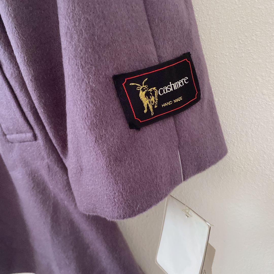 【新品未使用】カシミヤ100% Ripples パープル ロングコート 大きめ