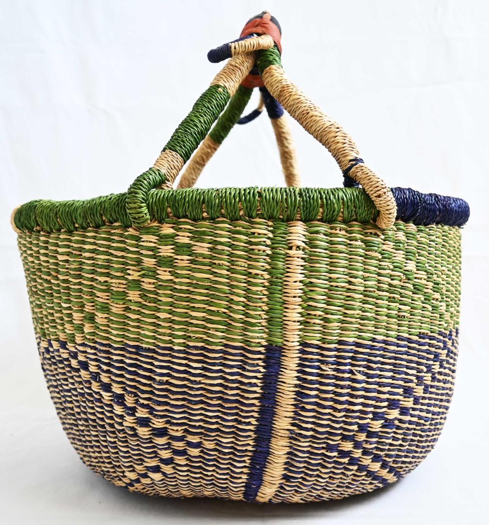 037アフリカ ガーナ製/ブルキナ ボルガ バスケット/38×39cm