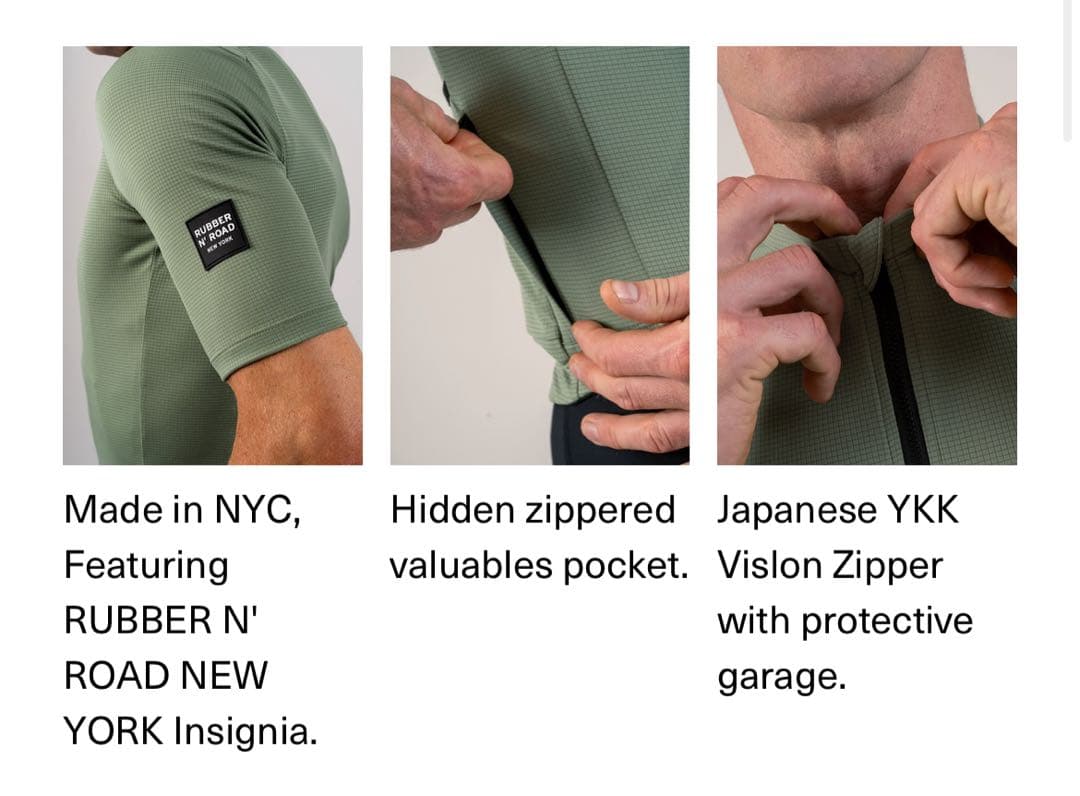 RUBBER N' ROAD サイクルジャージ オリーブグリーン Sサイズ