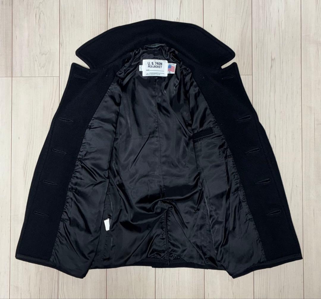 36 良品 Schott 753US Pコート 濃紺 タイト スリム ピーコート