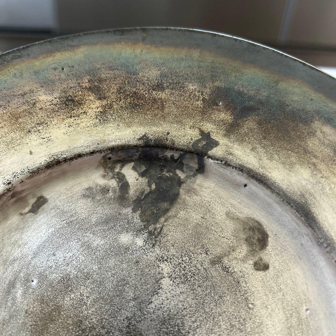 安藤雅信、銀彩、リム皿、2枚セット