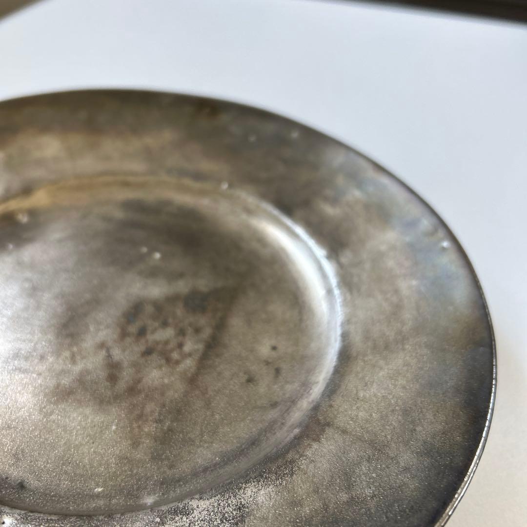 安藤雅信、銀彩、リム皿、2枚セット