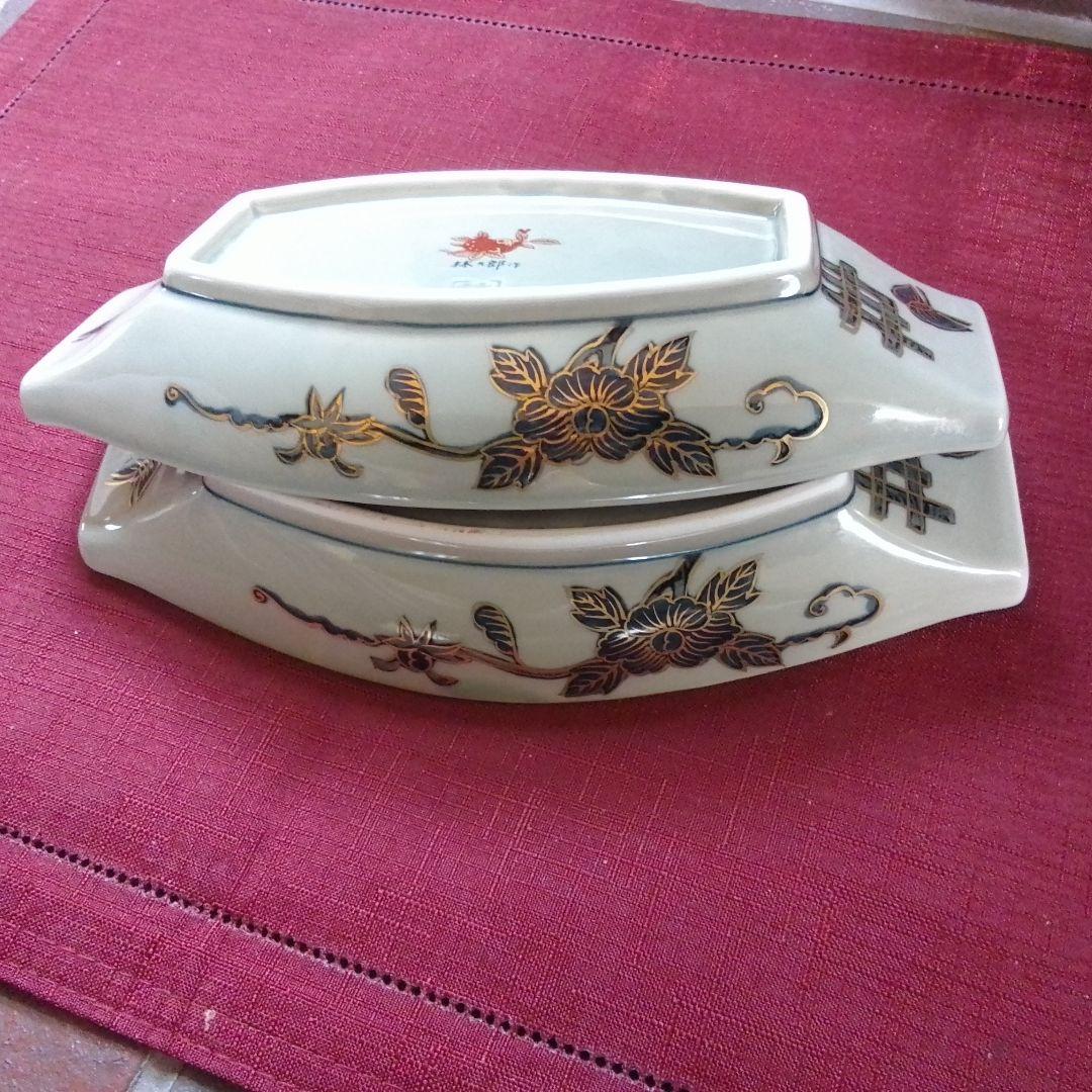 舟形皿 2枚セット 花柄