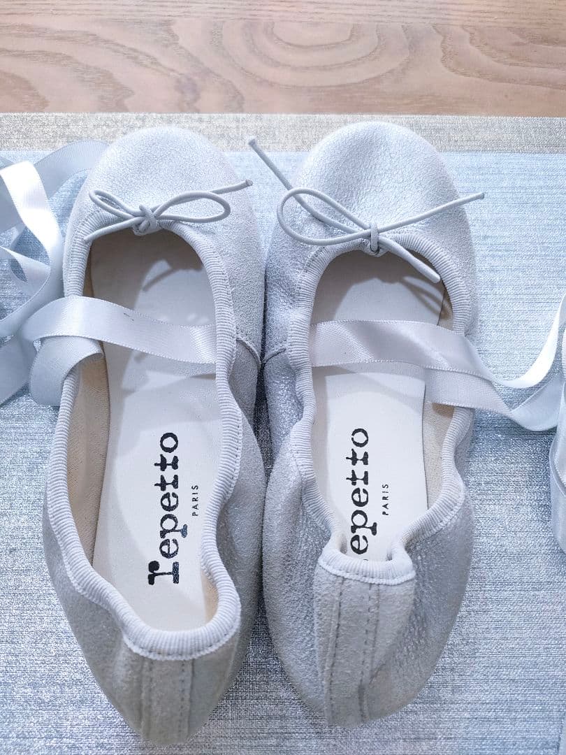 1回使用.Repetto（レペット) グリッター バレエシューズ、シルバー 35