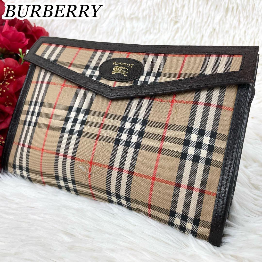 美品⭐️バーバリー ノバチェック シャドー ホースロゴ クラッチバッグ ポーチ金
