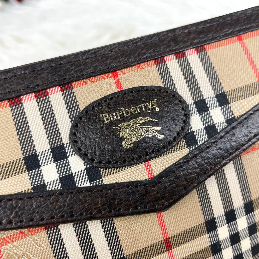 美品⭐️バーバリー ノバチェック シャドー ホースロゴ クラッチバッグ ポーチ金
