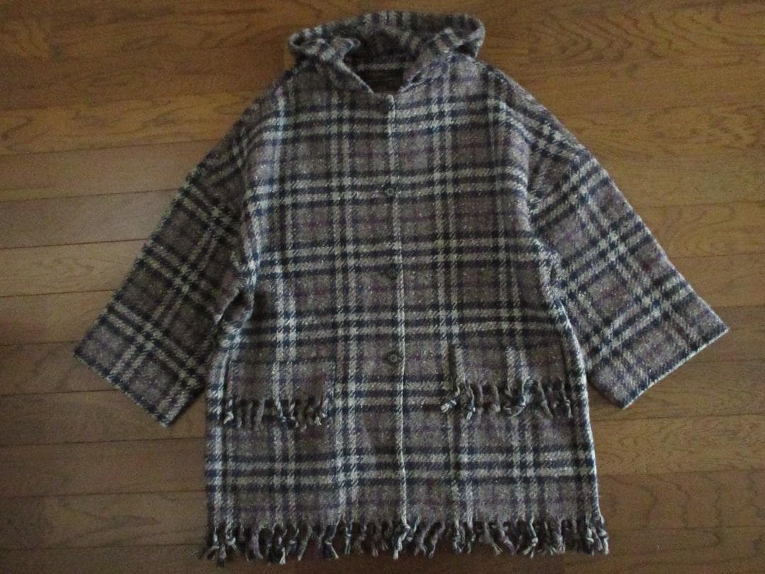 ★Studio Donegal【アイルランド製】フーデッドフリンジウールコート