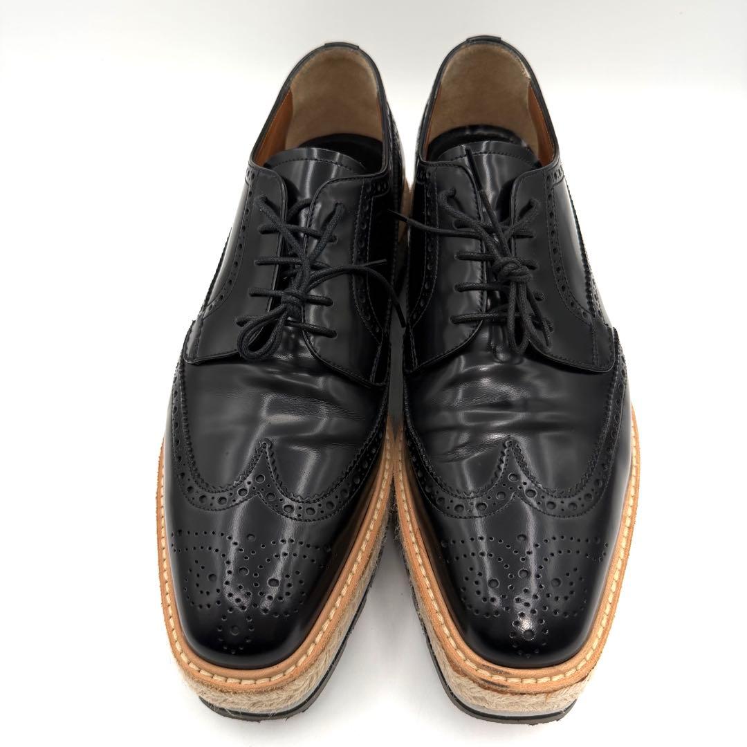 超美品　PRADA ブラック　レザー　ドレスシューズ　ウィングチップ　26㎝
