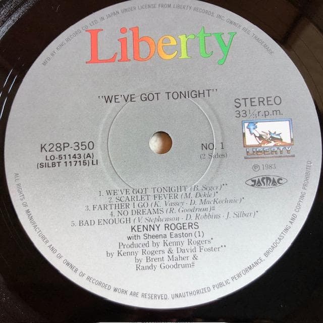 ケニーロジャース 愛ひととき LP 帯付 国内盤 1983年 d765y81