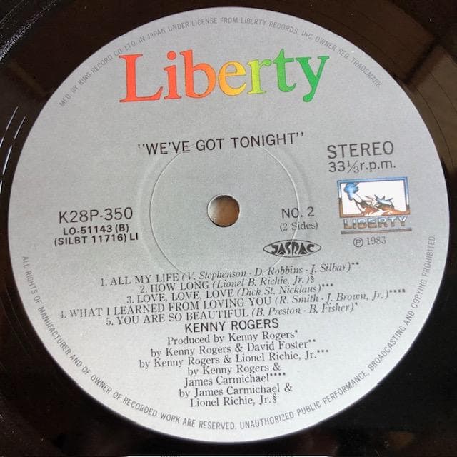 ケニーロジャース 愛ひととき LP 帯付 国内盤 1983年 d765y81