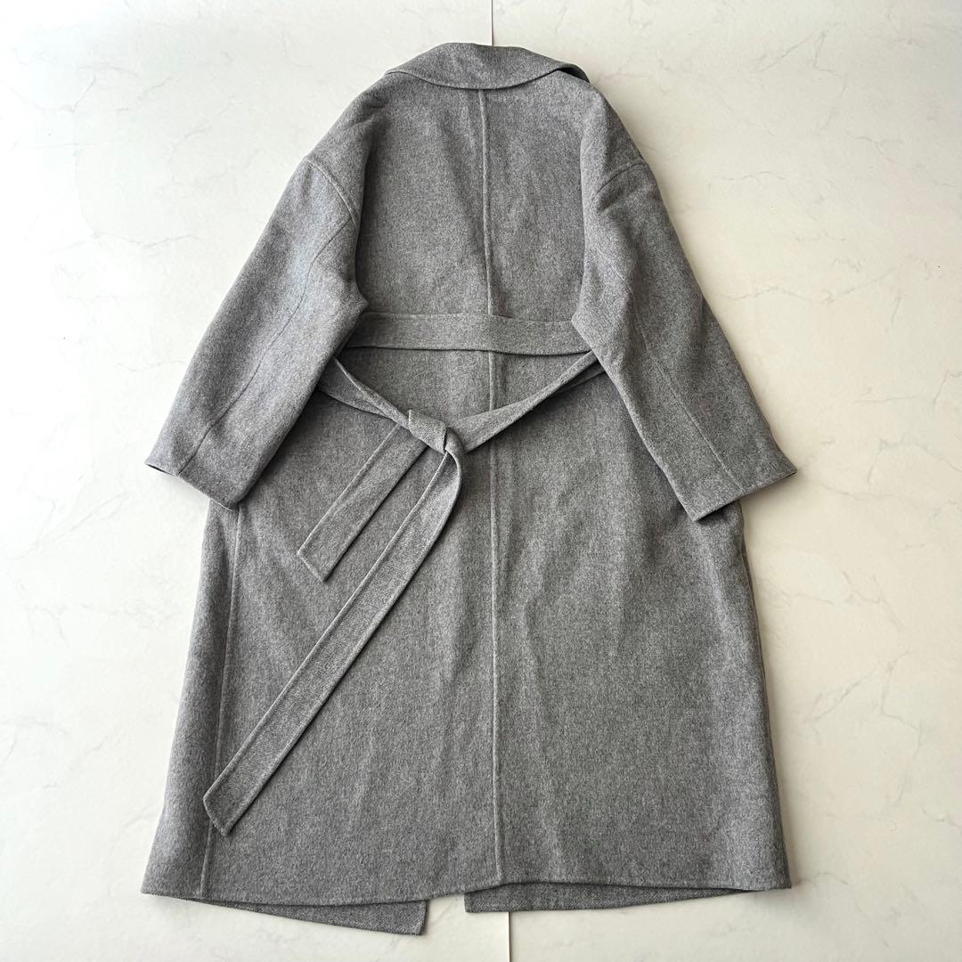 23区 MANTECO ウール リバーロングコート グレー ベルト 女優襟 36