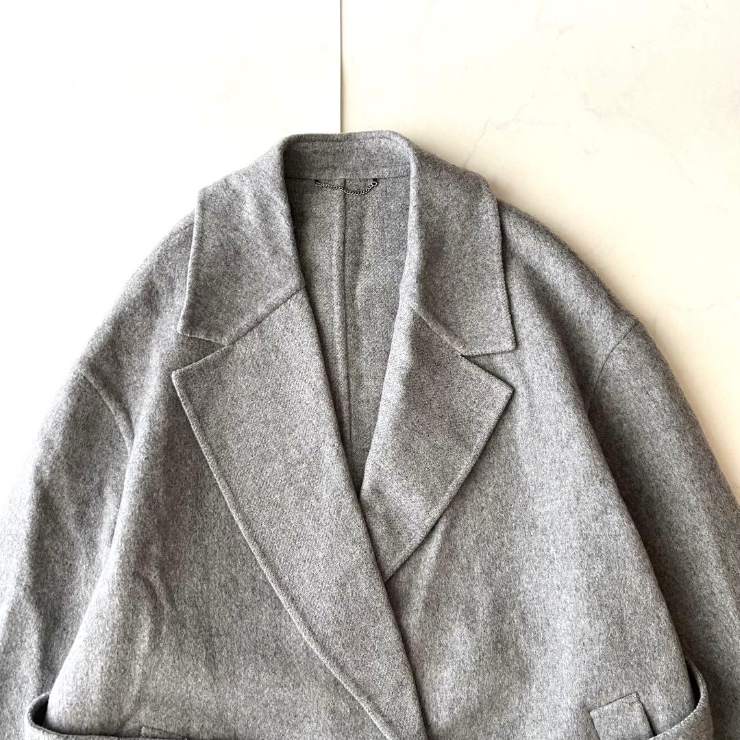 23区 MANTECO ウール リバーロングコート グレー ベルト 女優襟 36