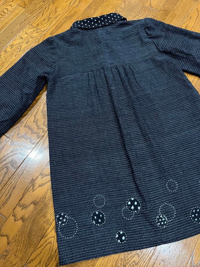 着物リメイク　絣のアウター　書生絣 雪ん子