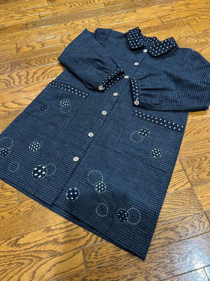 着物リメイク　絣のアウター　書生絣 雪ん子