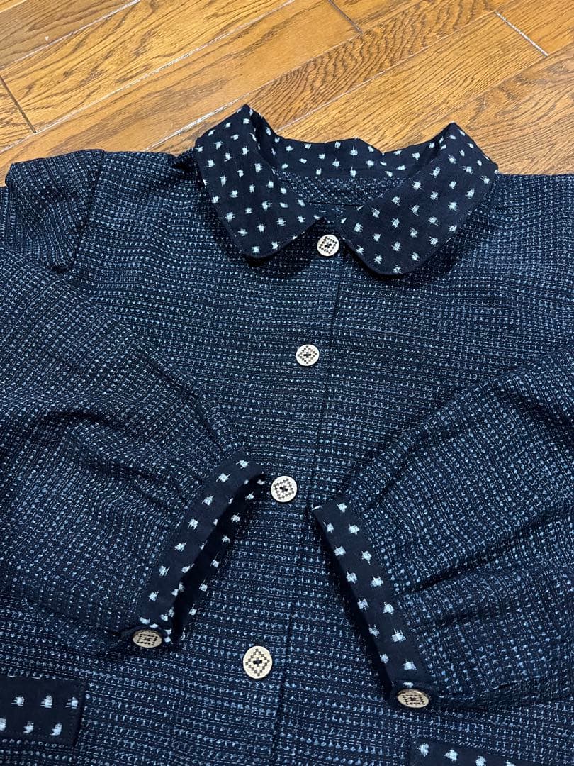 着物リメイク　絣のアウター　書生絣 雪ん子