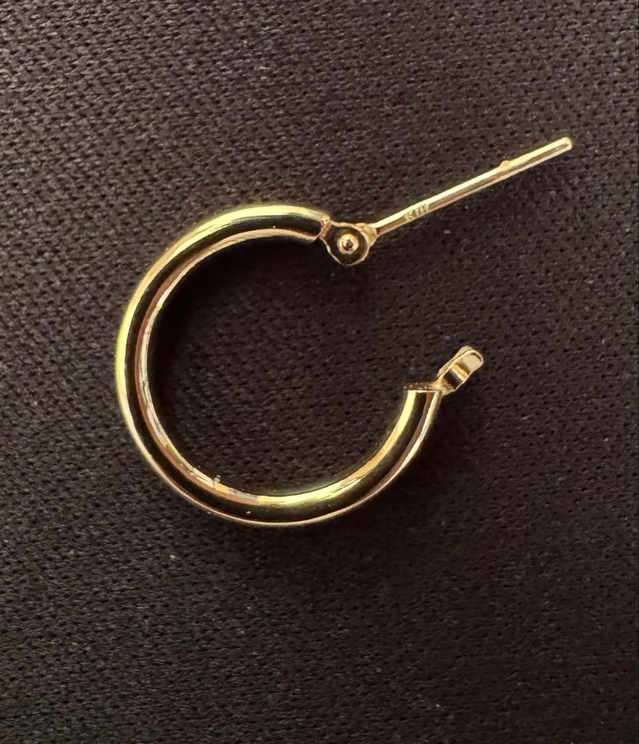 K18イエローゴールド フープピアス2mm×15mm