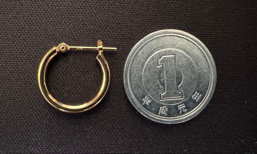 K18イエローゴールド フープピアス2mm×15mm