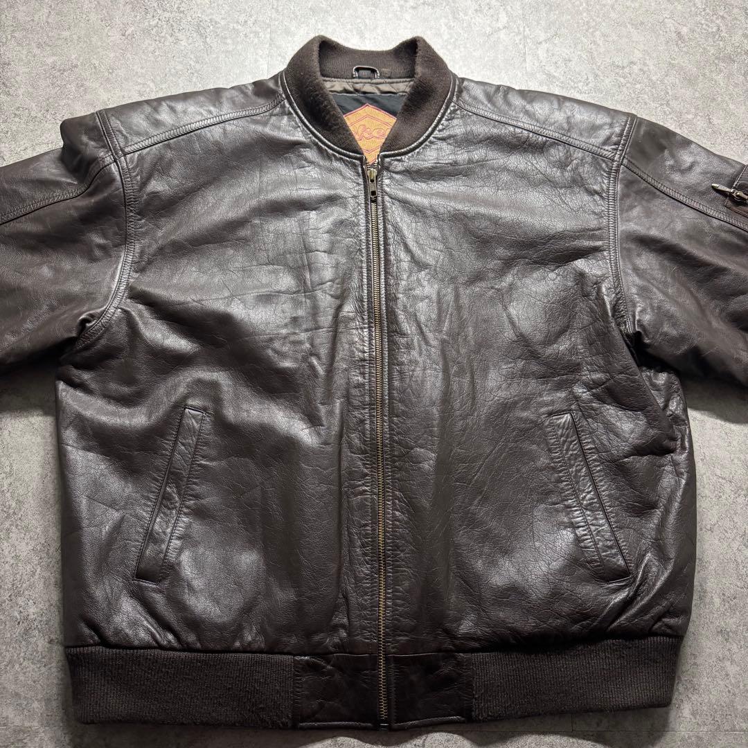 【90s vintage】フライトジャケット　ma-1 レザー　短丈　ボンバー