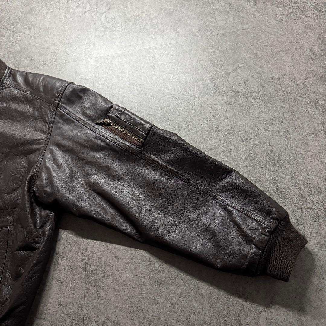 【90s vintage】フライトジャケット　ma-1 レザー　短丈　ボンバー