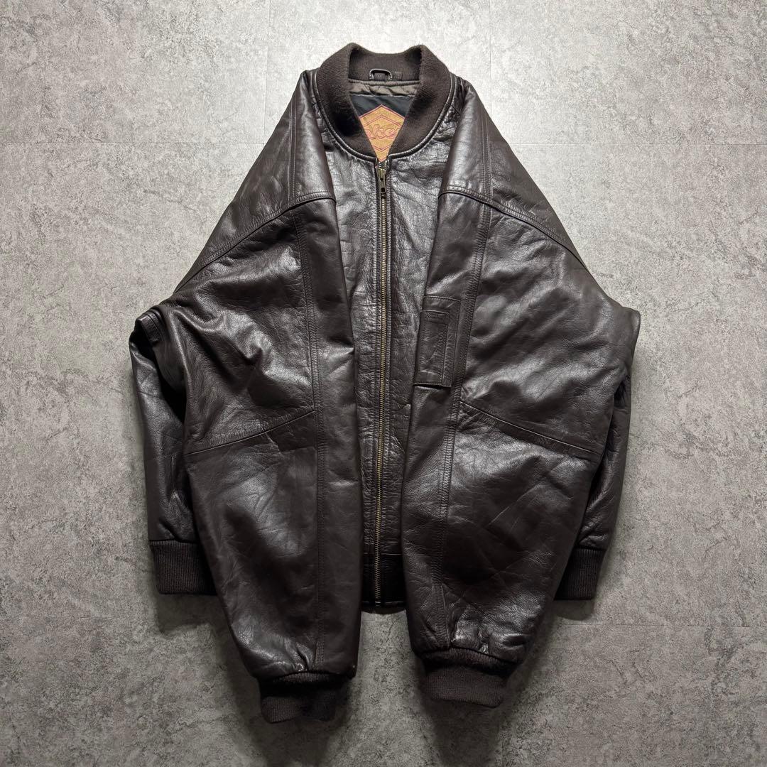 【90s vintage】フライトジャケット　ma-1 レザー　短丈　ボンバー