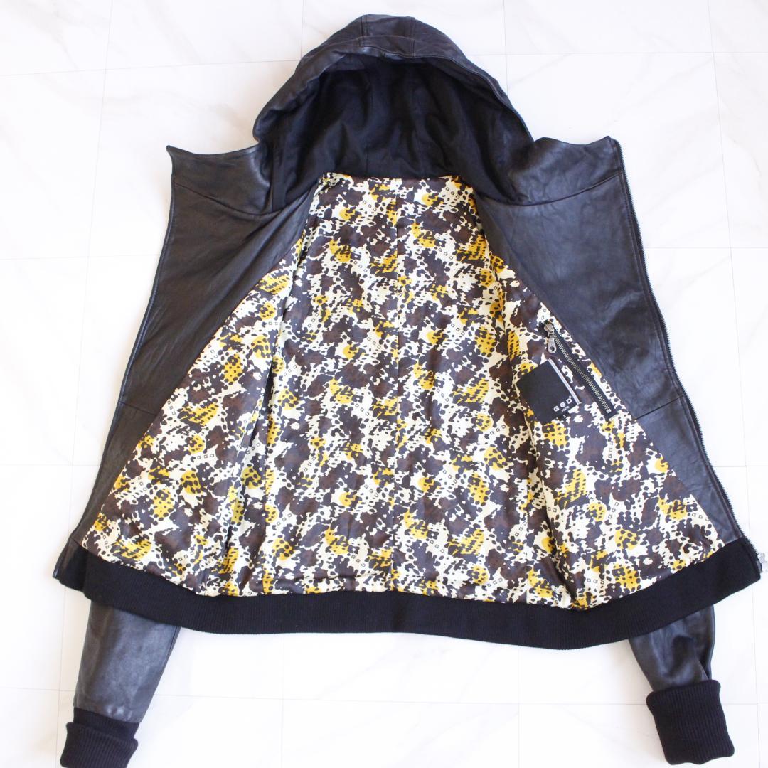 GGD Y2K フーディーラムレザー 短丈ジャケット Lサイズ ブラック