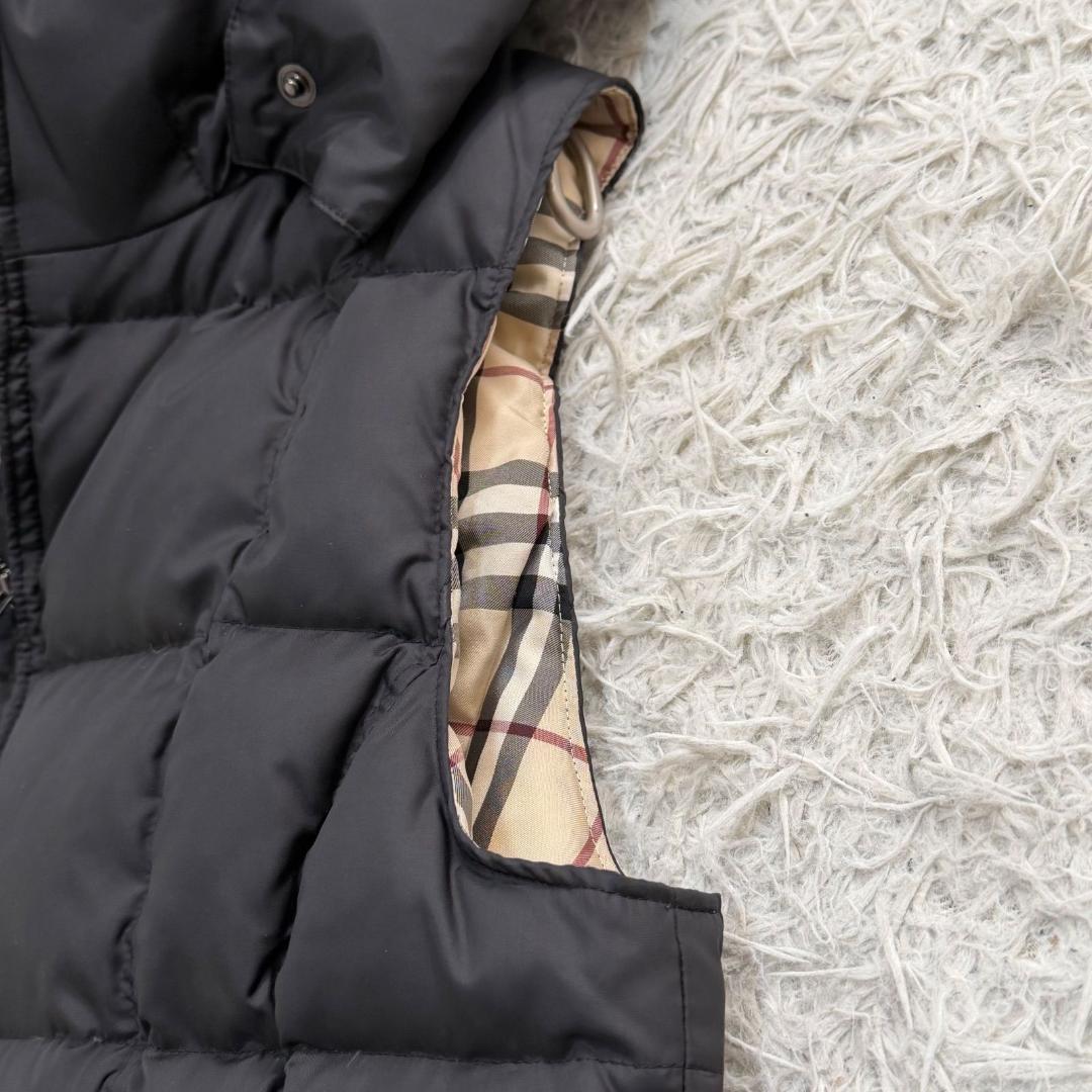 16984✨バーバリーロンドン フォックスファー ノバチェック ダウンベスト 黒