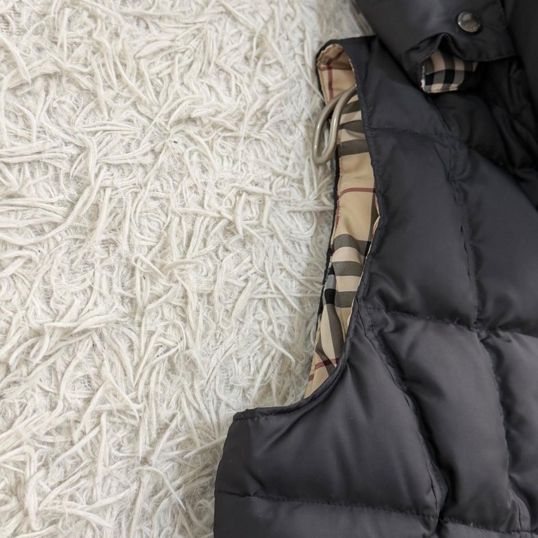16984✨バーバリーロンドン フォックスファー ノバチェック ダウンベスト 黒