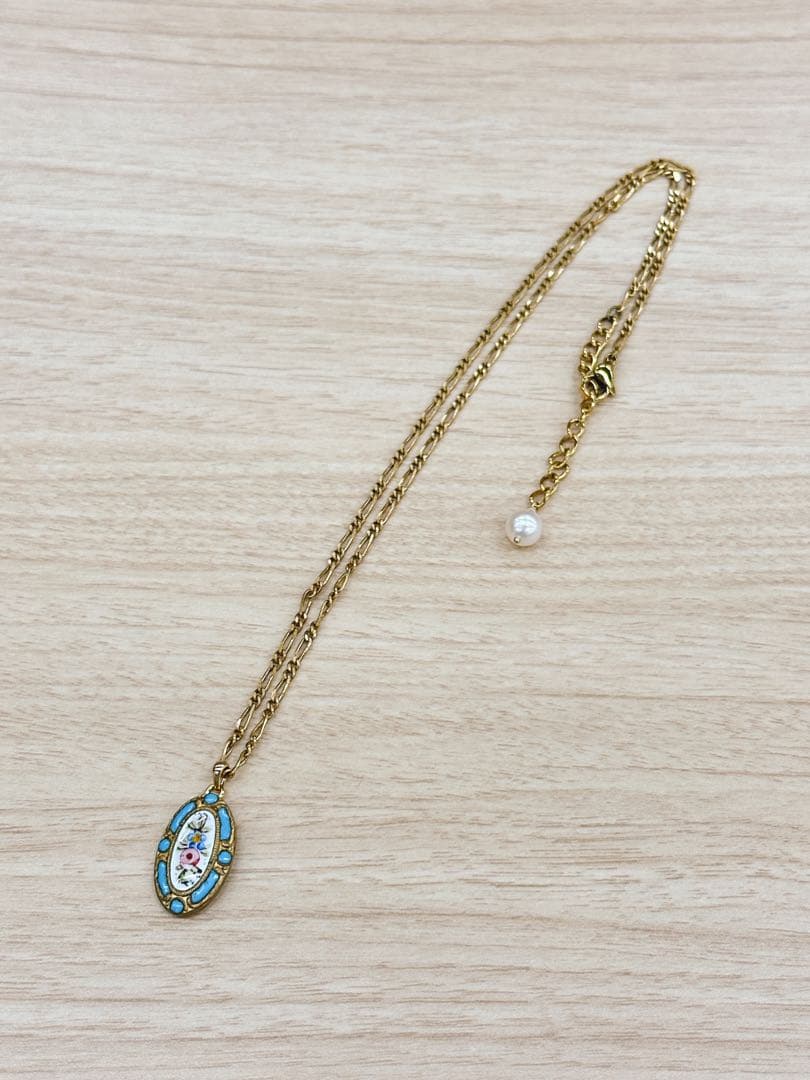 もんじろう　アクセサリー　エマイユネックレス・あこやパール