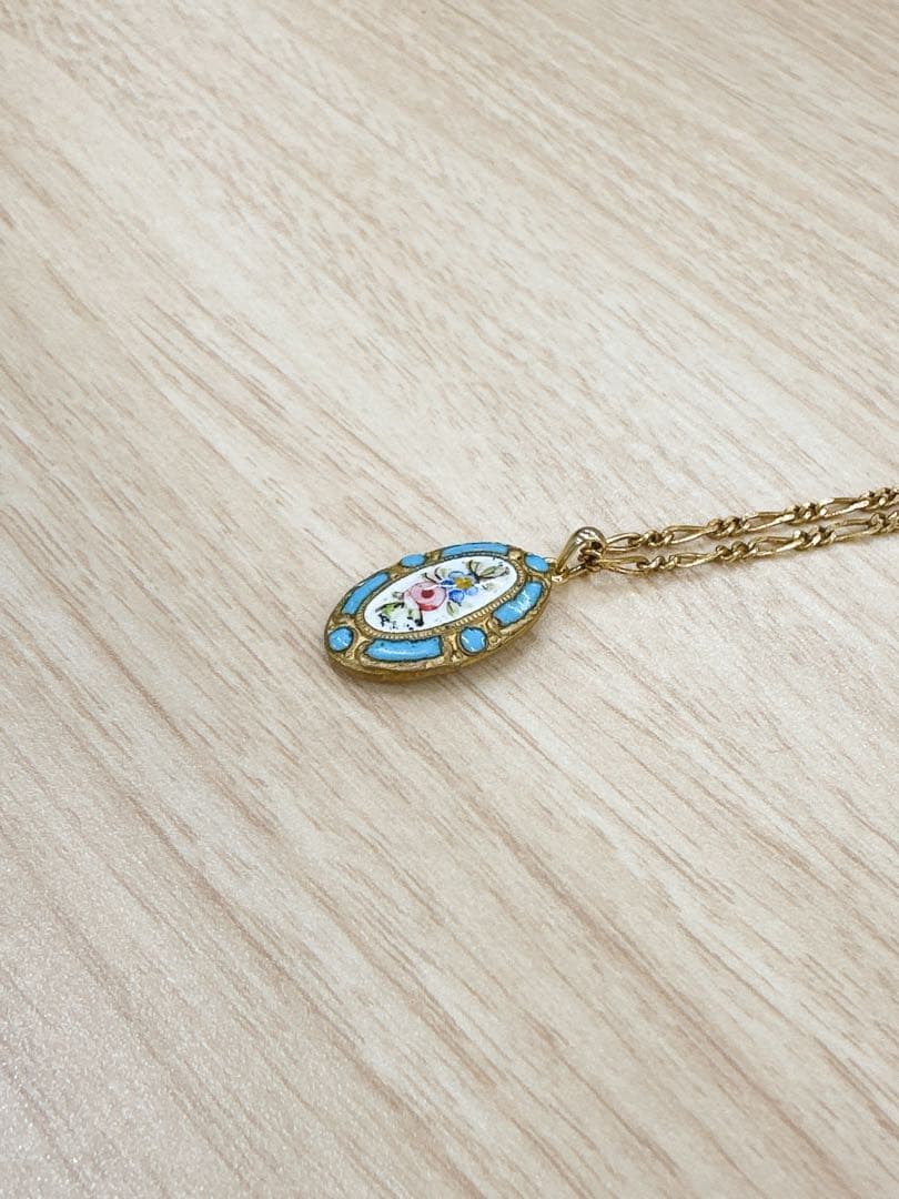 もんじろう　アクセサリー　エマイユネックレス・あこやパール