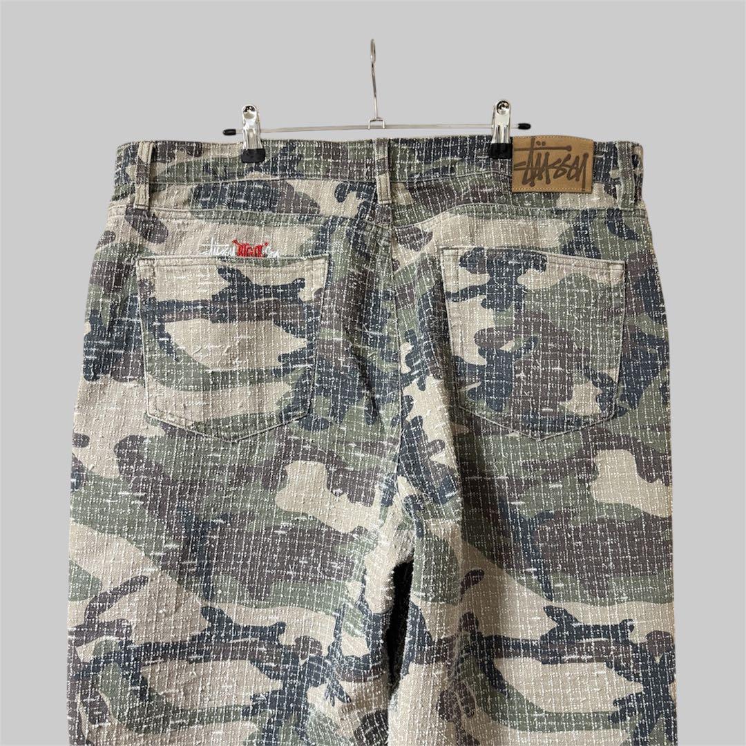 完売品 STUSSY BIG OL カモフラ ジーンズ パンツ ニードルパンチ