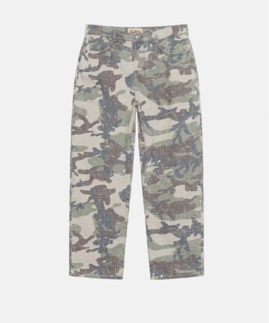 完売品 STUSSY BIG OL カモフラ ジーンズ パンツ ニードルパンチ