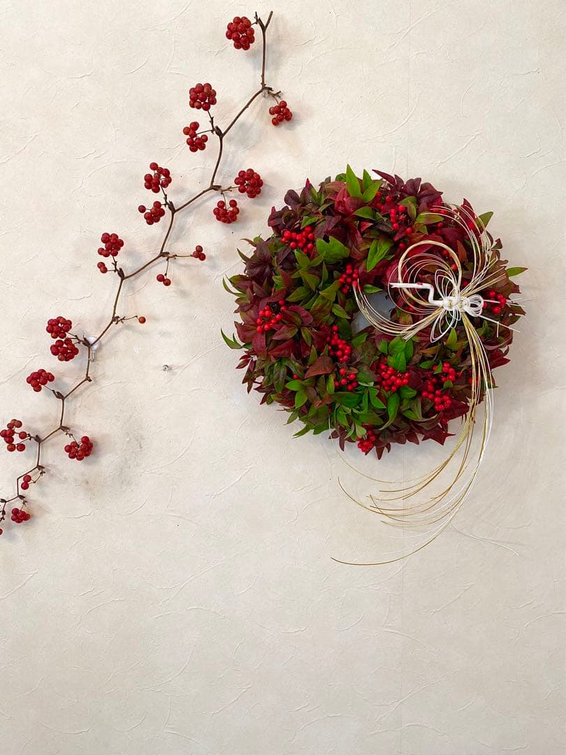 ⚠️専用品⚠️ おりはら南天 と お多福南天 福福 リース　おたふく南天 お正月飾り