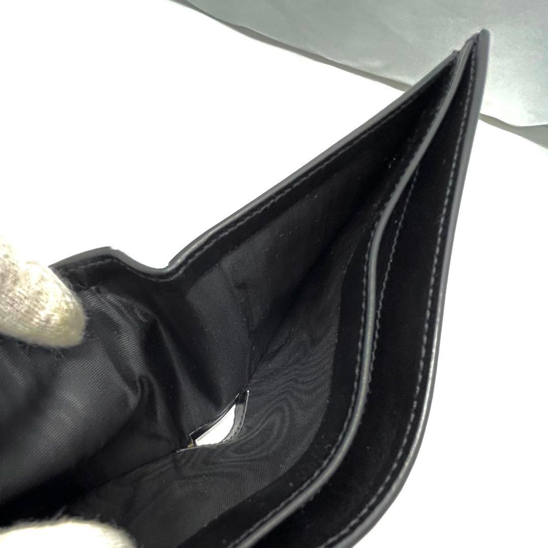 未使用 サンローランパリ 札入れ コンパクトウォレット YSLロゴ シルバー 黒