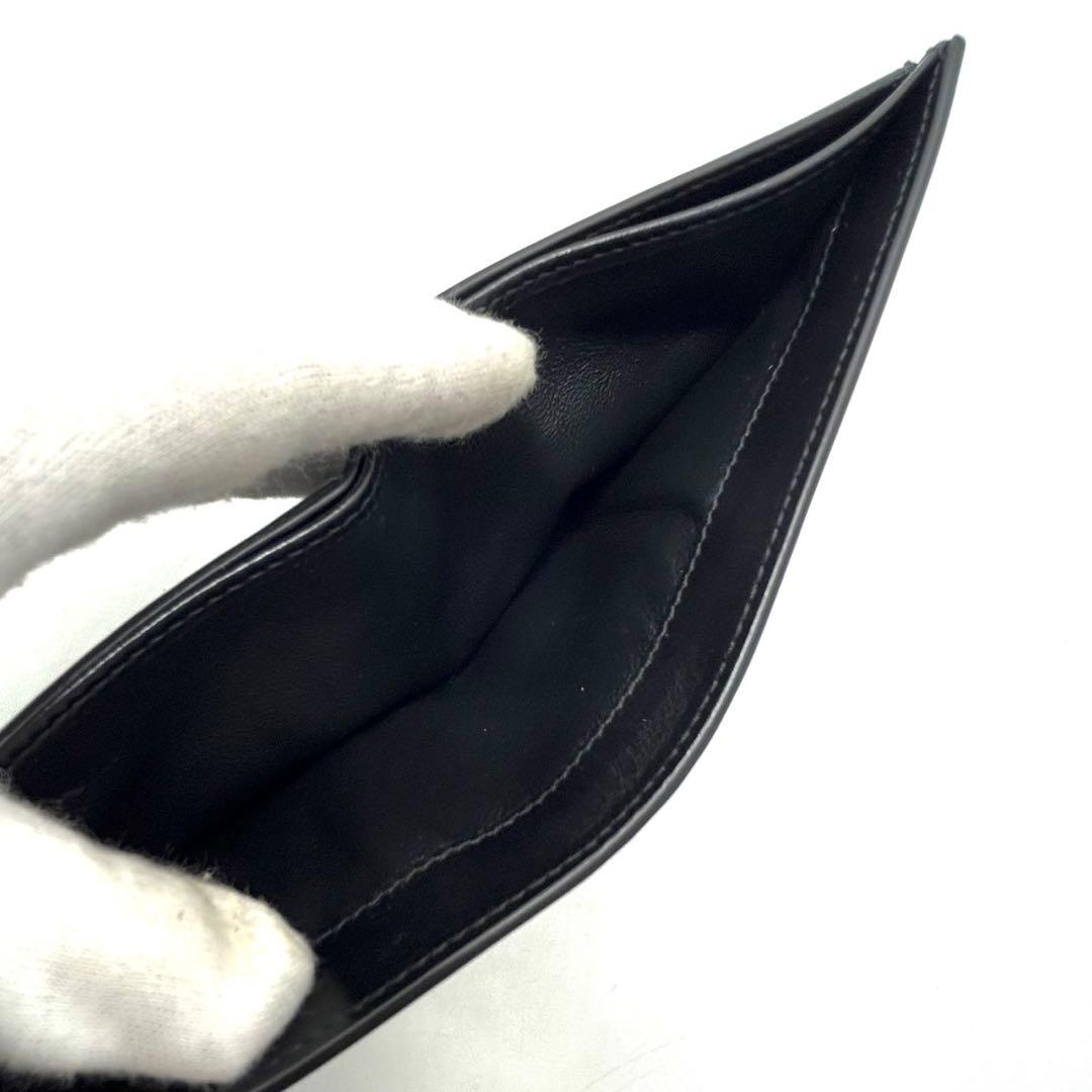 未使用 サンローランパリ 札入れ コンパクトウォレット YSLロゴ シルバー 黒