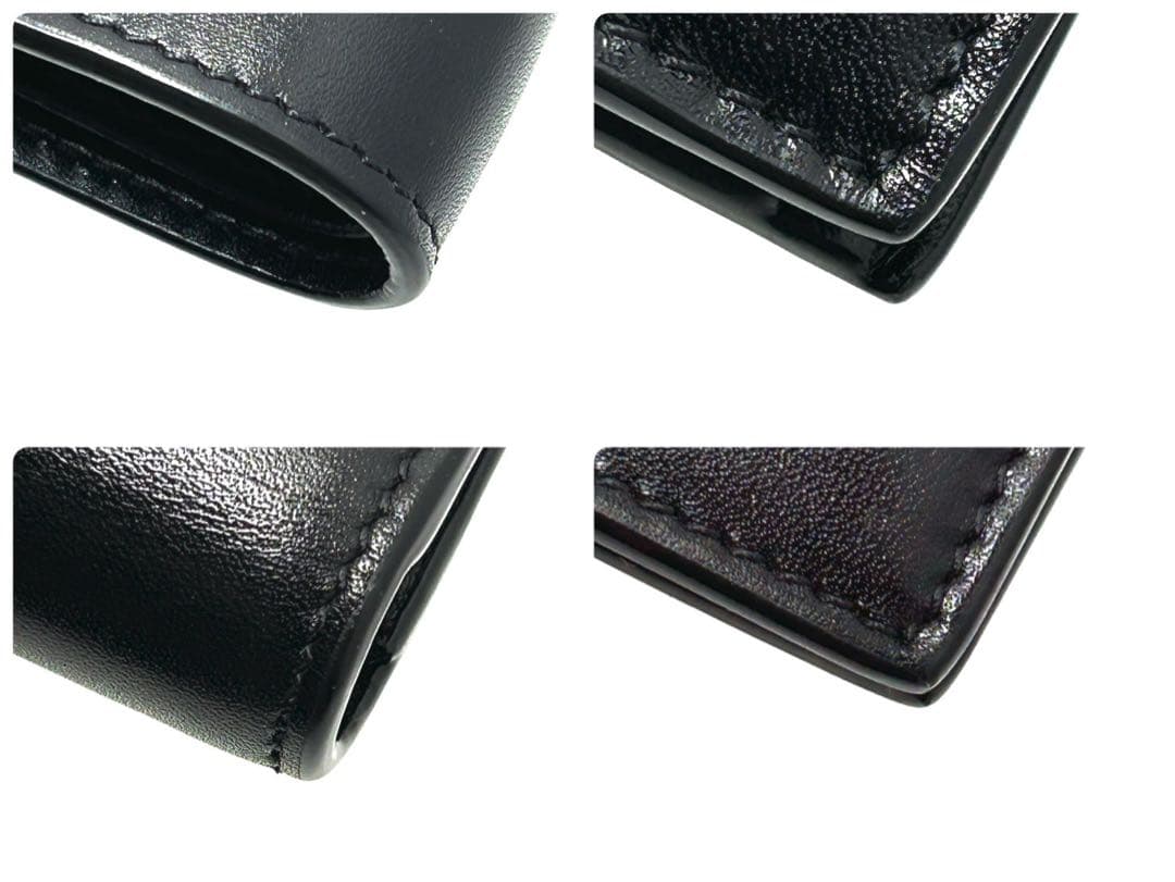 未使用 サンローランパリ 札入れ コンパクトウォレット YSLロゴ シルバー 黒