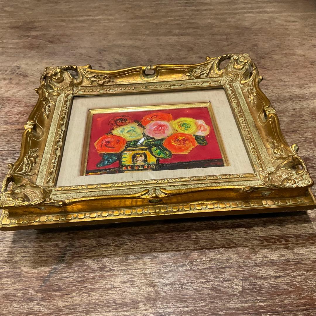 市村司「ばら」薔薇/バラ 油彩 アートクラブ会員 油彩画 額付き アート 絵画