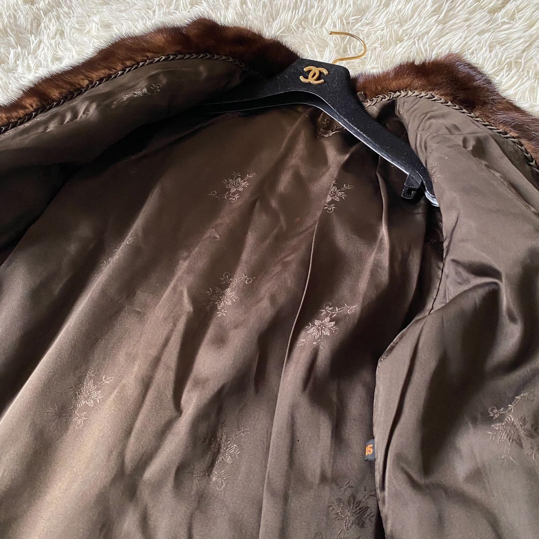 【美品✨】ミンク 毛皮 ファーコート ブラウン 毛並み⭕️ 希少サイズ 15