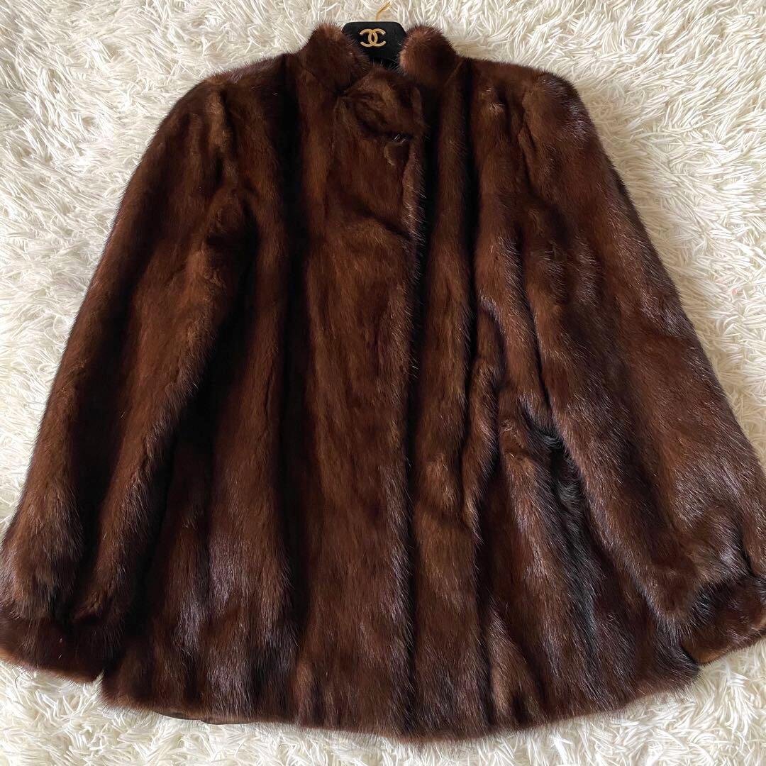 【美品✨】ミンク 毛皮 ファーコート ブラウン 毛並み⭕️ 希少サイズ 15